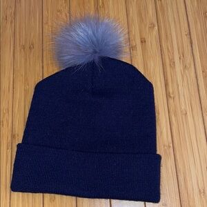 House of Lafayette Blue Pom Pom Beanie